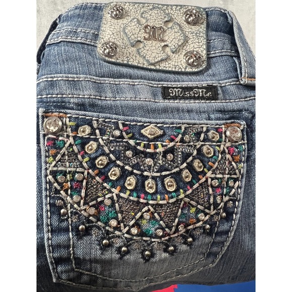 Miss Me Denim - Miss Me Jeans Womens 25 Mid Rise BootCut Flap Pocket Embellished Stretch Western